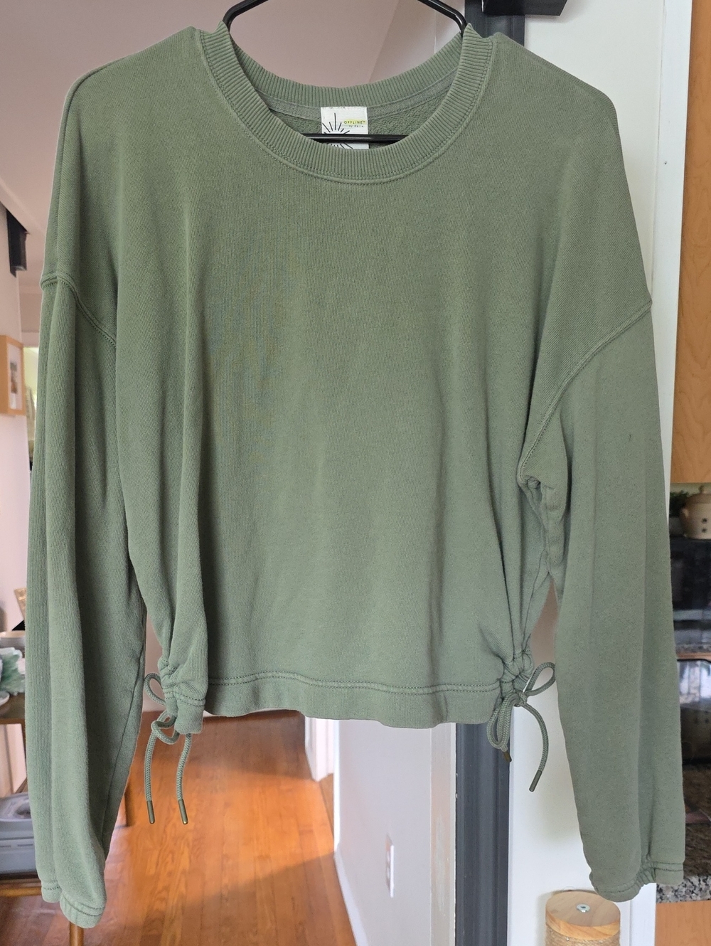 aerie offline Olive Drawstring Hem Crewneck Sweatshirt